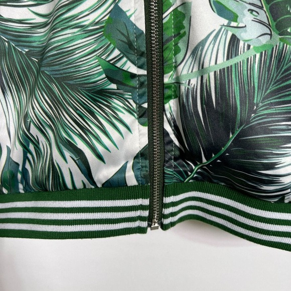 Guess Los Angeles Bomber Jacket Green Leaf Print, Sz S - Picture 7 of 11